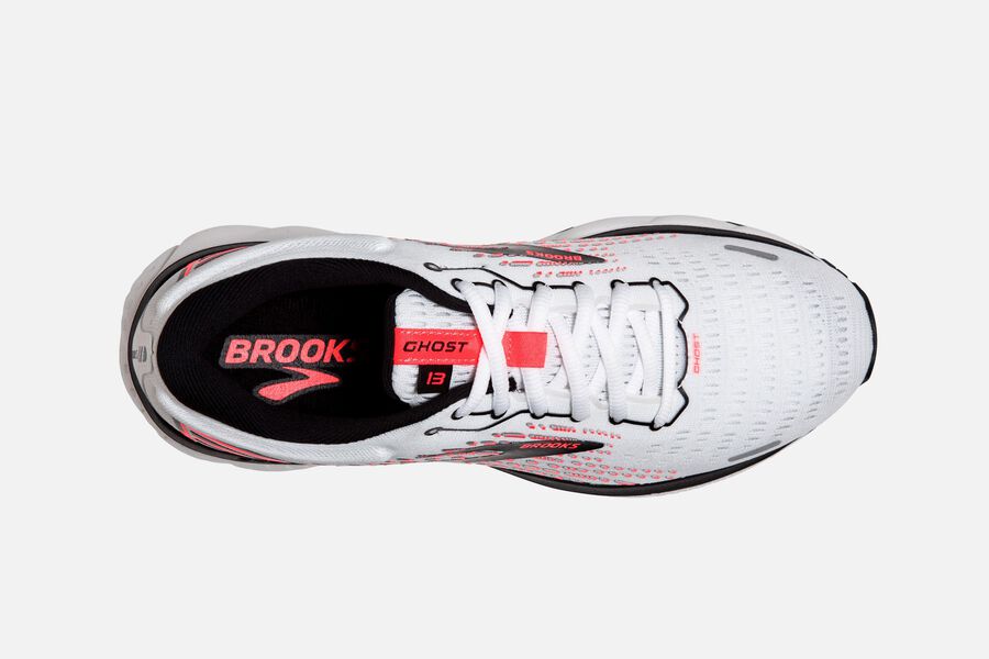 Brooks Running Shoes Womens White/Pink/Black - Ghost 13 Road - 0643-ZTECF